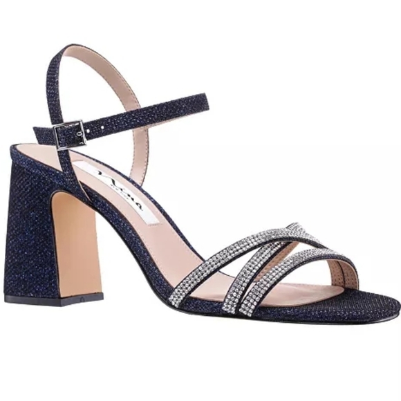 Nina Women's‎ Quella Block Heel Dress Sandal Navy Dreamland